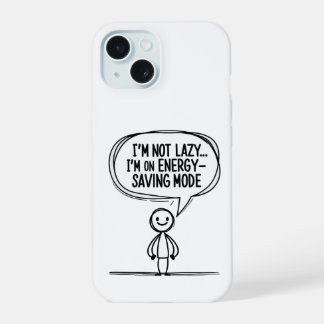 Sarcastic Stick Figuur Quote – Energiebesparing iPhone 15 Hoesje