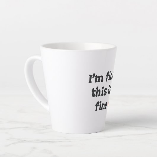 Sarcastic "This is Fine" Meme with Fire Emoji Latte Mok (Linkerhoek)