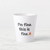 Sarcastic "This is Fine" Meme with Fire Emoji Latte Mok (Voorkant)