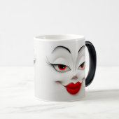 Sarcastic Women Face with Red Lips Magische Mok (Voorkant rechts)