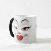 Sarcastic Women Face with Red Lips Magische Mok (Voorkant links)