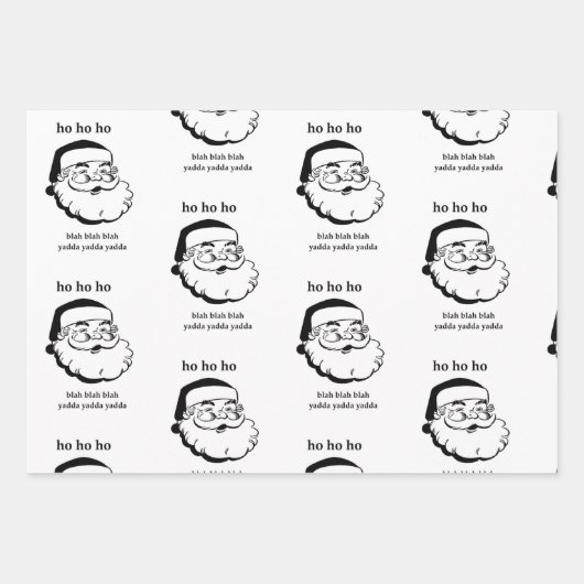 Sarcastisch Santa Wrapping Paper zwart-wit (Voorkant)