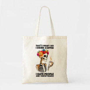 Sarcastisch skelet Drink koffie Canvas tas