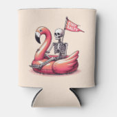 Sarcastisch skelet op Flamingo - Blijf zout Blikjeskoeler (Voorkant)