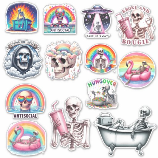 Sarcastisch skeleton sticker (Voorkant)
