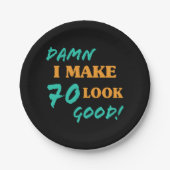 Sarcastische 70e geboortedag papieren bordje (Voorkant)