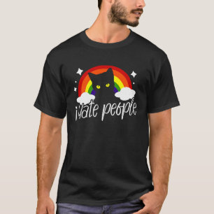 Sarcastische Asociale Kat Ik Haat Mensen Regenboog T-shirt