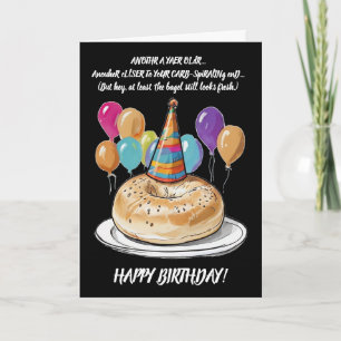 Sarcastische bagel verjaardag met ballonnen kaart