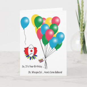 Sarcastische Clown met ballonnen Verjaardag Kaart