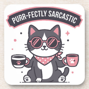 Sarcastische Coole Kat Bandana Koffie Liefhebber C Bier Onderzetter