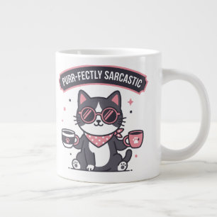 Sarcastische Coole Kat Bandana Koffie Liefhebber C Extra Grote Beker