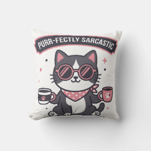 Sarcastische Coole Kat Bandana Koffie Liefhebber C Kussen