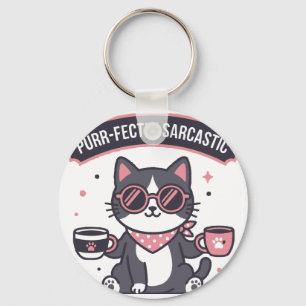 Sarcastische Coole Kat Bandana Koffie Liefhebber C Sleutelhanger