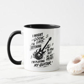 Sarcastische gitarist die gitaar speelt in mijn ho mok