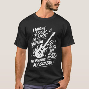 Sarcastische gitarist die gitaar speelt in mijn ho t-shirt