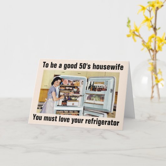 Sarcastische grappige Retro 1950 Houseechtgenote K Kaart (Gele Bloem)