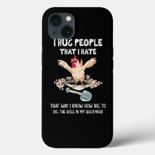 Sarcastische Introvert Crazy Chicken I Hug Mensen  iPhone 13 Hoesje