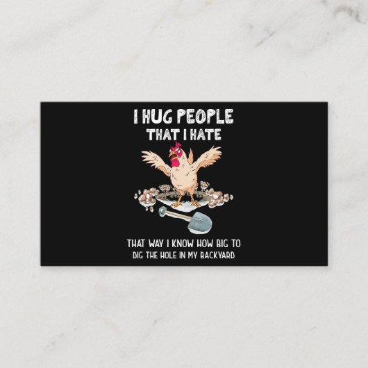 Sarcastische Introvert Crazy Chicken I Hug Mensen Visitekaartje (Voorkant)