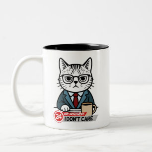 Sarcastische kantoorhumor kat tweekleurige koffiemok