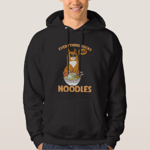 Sarcastische kat en Japanse noodle Ramen Lover Hoodie
