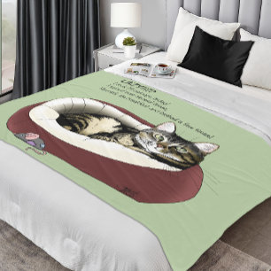 Sarcastische Luie Lapjeskat Humor Saliegroen Fleece Deken