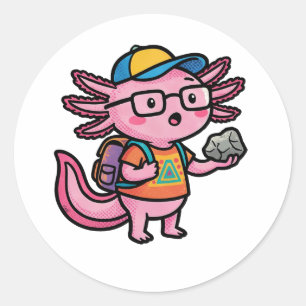 Sarcastische Nerd Axolotl Ik Heb Axolotl Vragen Me Ronde Sticker