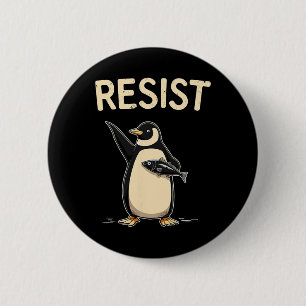 Sarcastische pinguïns weerstaan tarieven 1 ronde button 5,7 cm