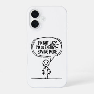 Sarcastische Stick Figure Quote – Energiebesparing iPhone 16 Hoesje