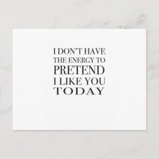 Sarcastische typografie: "Ik heb geen energie..." Briefkaart