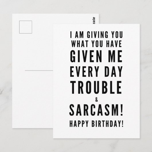 Sarcastische verjaardagswensen voor beste vrienden briefkaart (Voorkant / Achterkant)