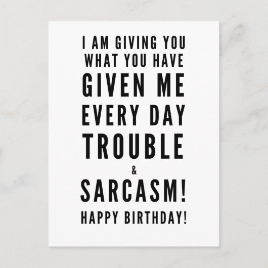 Sarcastische verjaardagswensen voor beste vrienden briefkaart (Voorkant)