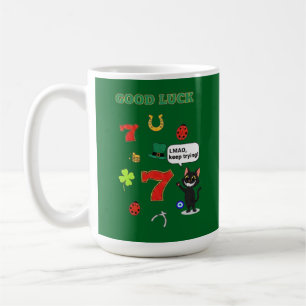Sarcastische zwarte kat en Lucky charms Koffiemok