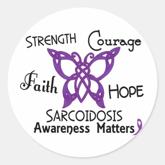Sarcoïdose Keltische vlinder 3 Ronde Sticker (Voorkant)