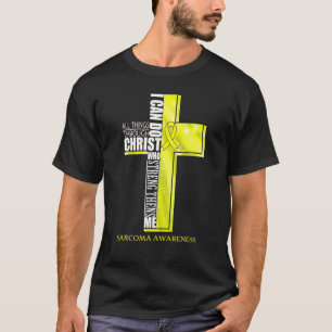 Sarcoma Awareness Christian Cross Ribbon T-shirt