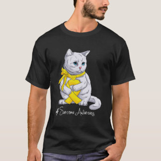 Sarcoma Awareness Maand Geel Lint Kat T-shirt