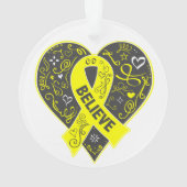 Sarcoma-kanker Believe Ribbon Heart Ornament (achterkant)