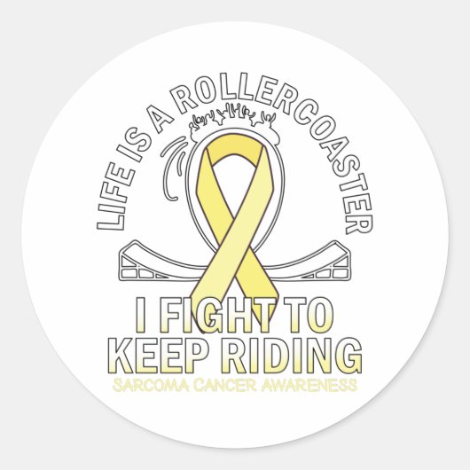 Sarcoma-kanker bewustzijn gele lintgradiënt ronde sticker (Voorkant)