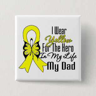 Sarcoma Ribbon My Hero Mijn vader Vierkante Button 5,1 Cm