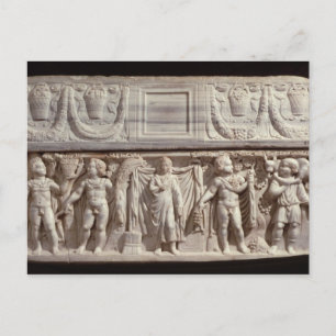 Sarcophagus die de overledene weergeeft briefkaart