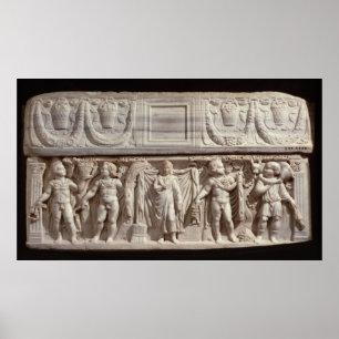 Sarcophagus die de overledene weergeeft poster