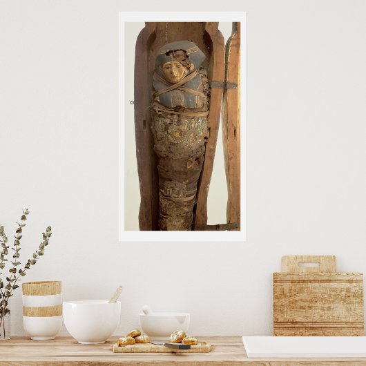 Sarcophagus en gemummificeerd lichaam van Psametik Poster (Keuken)