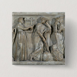 Sarcophagus van de Muses Vierkante Button 5,1 Cm