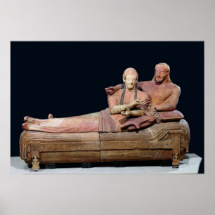 Sarcophagus van een echtpaar, 525-500 voor Christu Poster