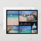 Sardaigne plages cadre noir collage carte postale (Devant / Derrière)