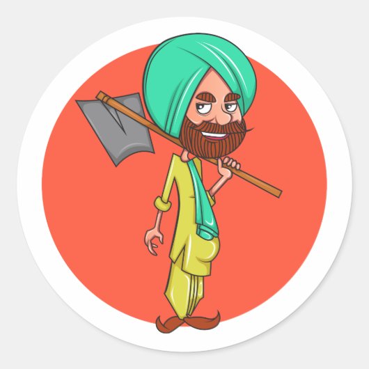 Sardar Ji Ronde Sticker (Voorkant)