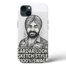 Sardar Sketch Swag iPhone 13 Case – Black & White 