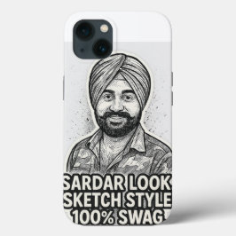 Sardar Sketch Swag iPhone 13 Hoesje – Zwart & Wit