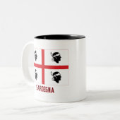 Sardegna vlag met naam tweekleurige koffiemok (Voorkant links)