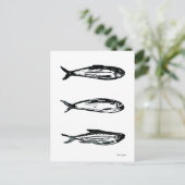 Sardine en makreel Linocut Post Kaart of Print (Staand voorkant)