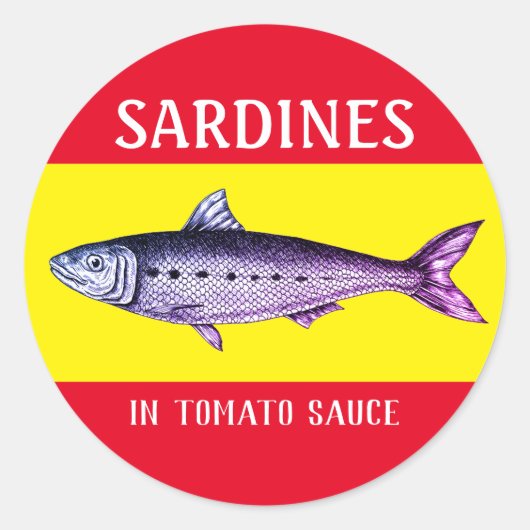 Sardine in sausetiketten Sticker (Voorkant)